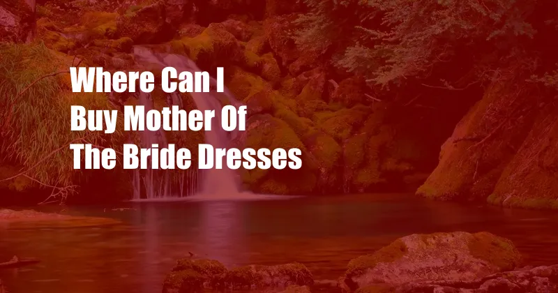 Where Can I Buy Mother Of The Bride Dresses