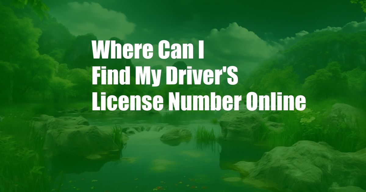 Where Can I Find My Driver'S License Number Online