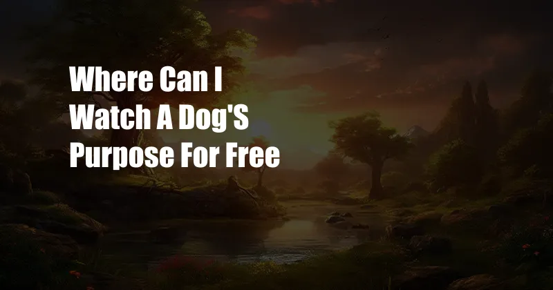 Where Can I Watch A Dog'S Purpose For Free