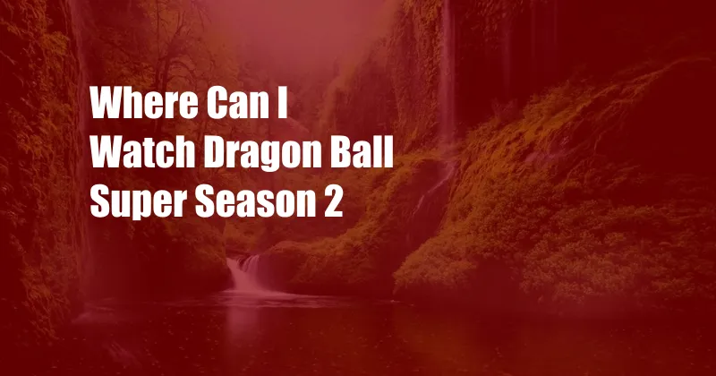 Where Can I Watch Dragon Ball Super Season 2