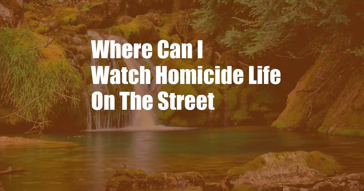Where Can I Watch Homicide Life On The Street