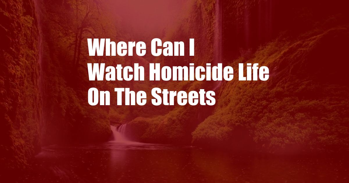 Where Can I Watch Homicide Life On The Streets