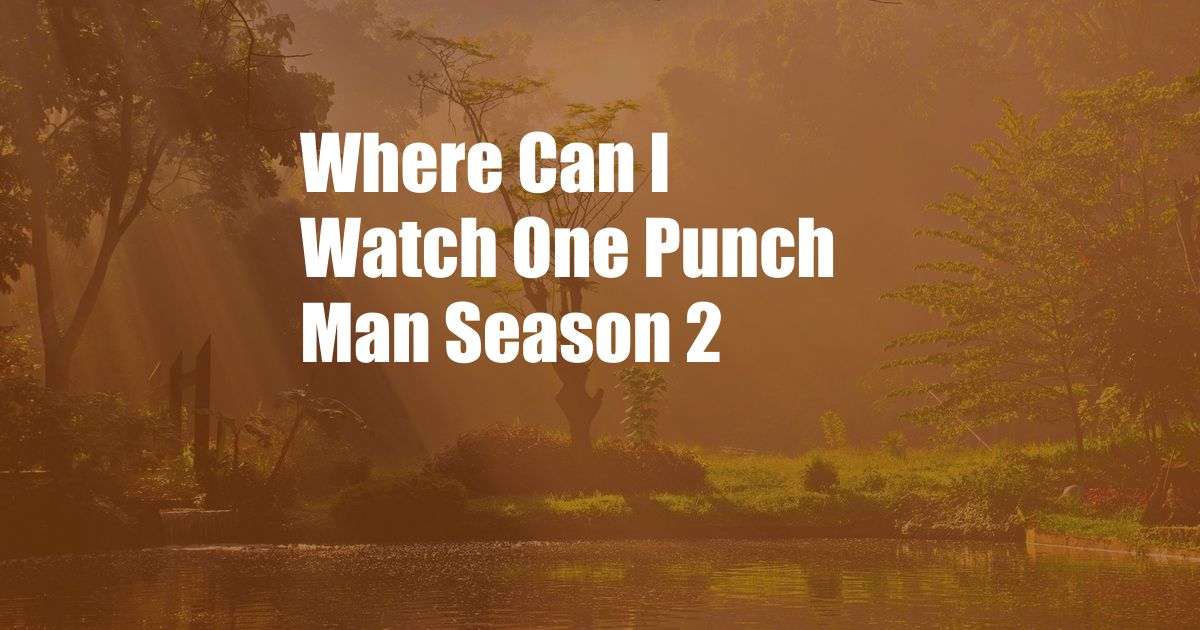 Where Can I Watch One Punch Man Season 2