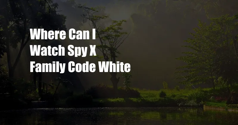 Where Can I Watch Spy X Family Code White