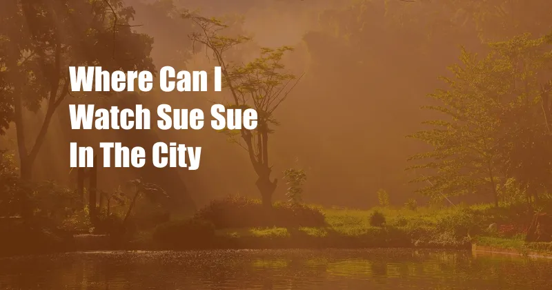Where Can I Watch Sue Sue In The City