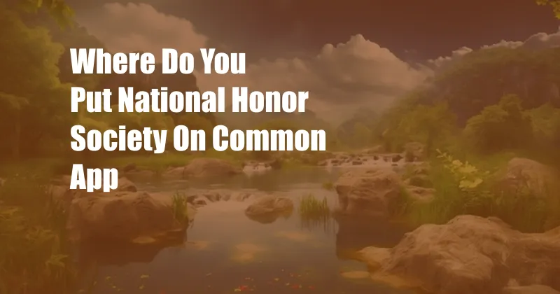 Where Do You Put National Honor Society On Common App