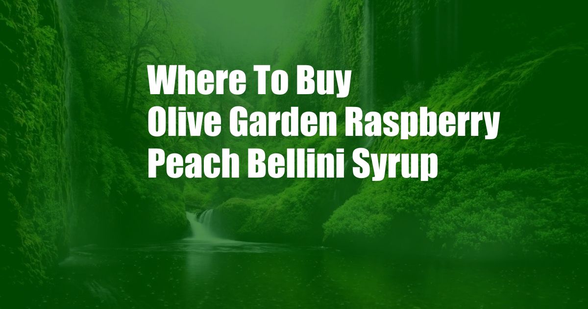 Where To Buy Olive Garden Raspberry Peach Bellini Syrup