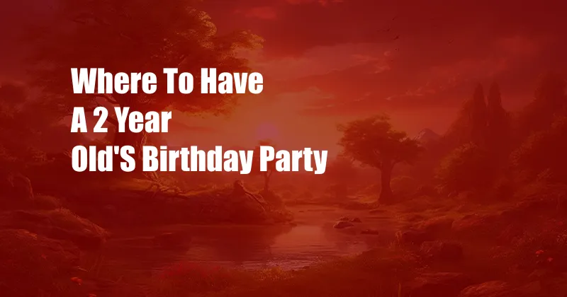 Where To Have A 2 Year Old'S Birthday Party