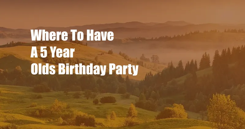 Where To Have A 5 Year Olds Birthday Party