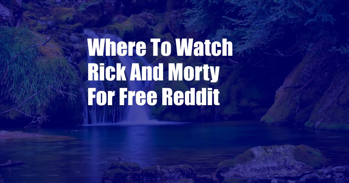 Where To Watch Rick And Morty For Free Reddit