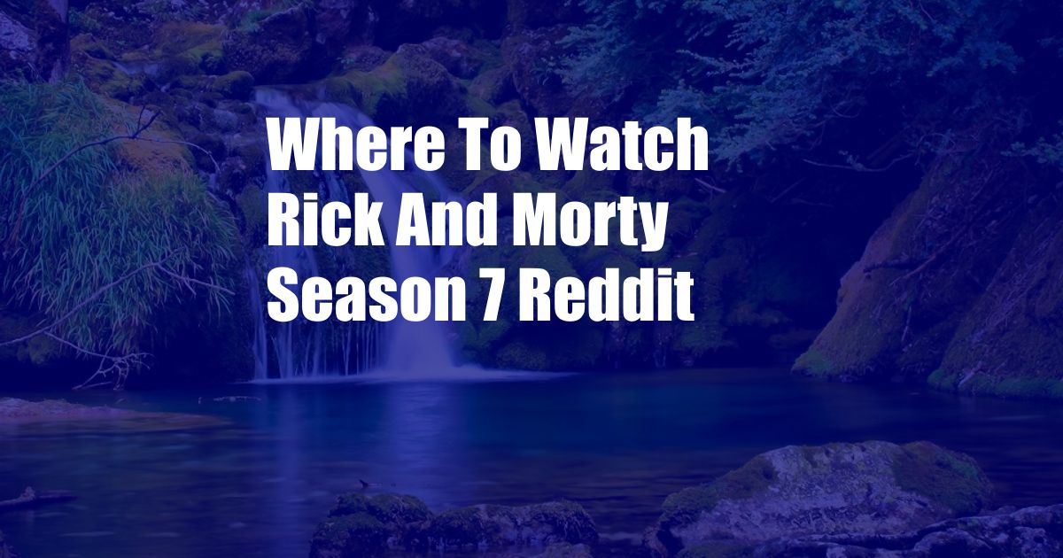 Where To Watch Rick And Morty Season 7 Reddit
