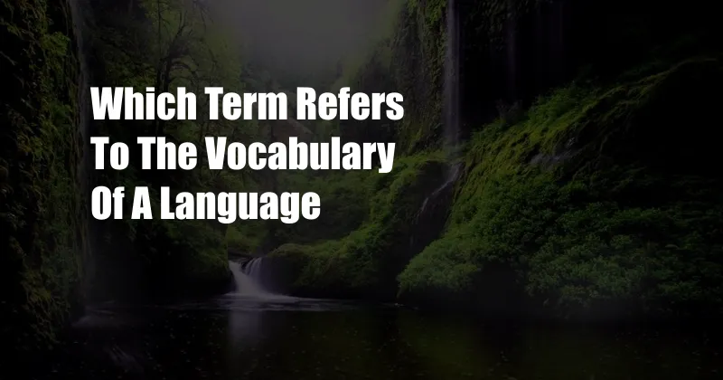 Which Term Refers To The Vocabulary Of A Language