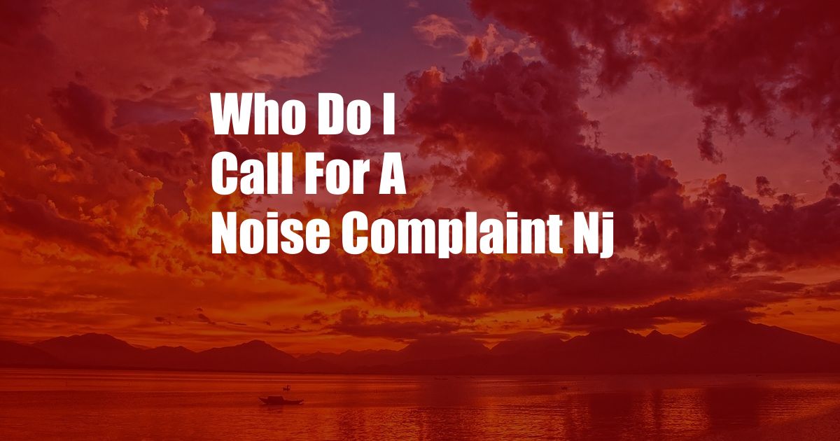 Who Do I Call For A Noise Complaint Nj