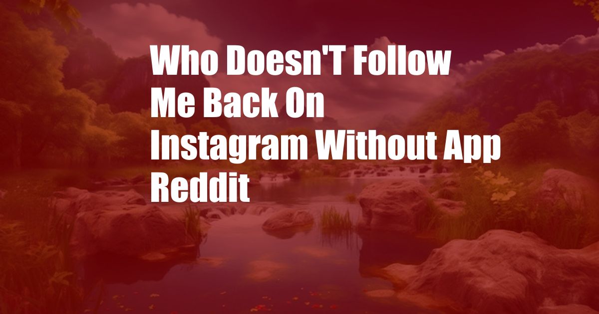 Who Doesn'T Follow Me Back On Instagram Without App Reddit