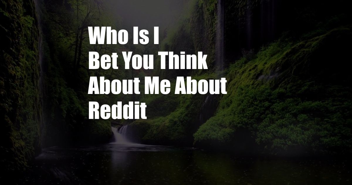 Who Is I Bet You Think About Me About Reddit