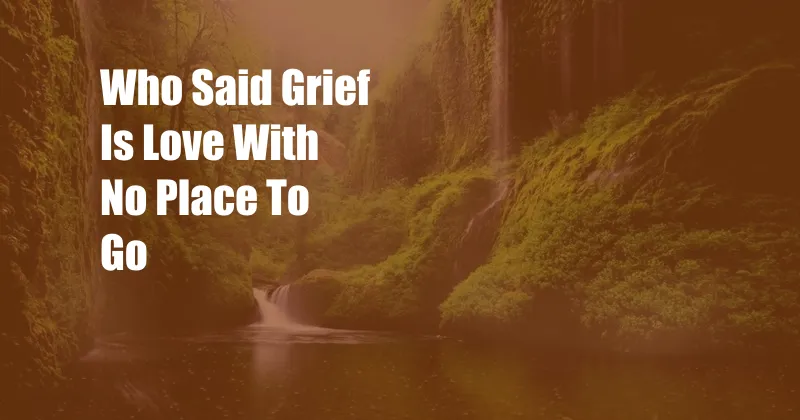 Who Said Grief Is Love With No Place To Go