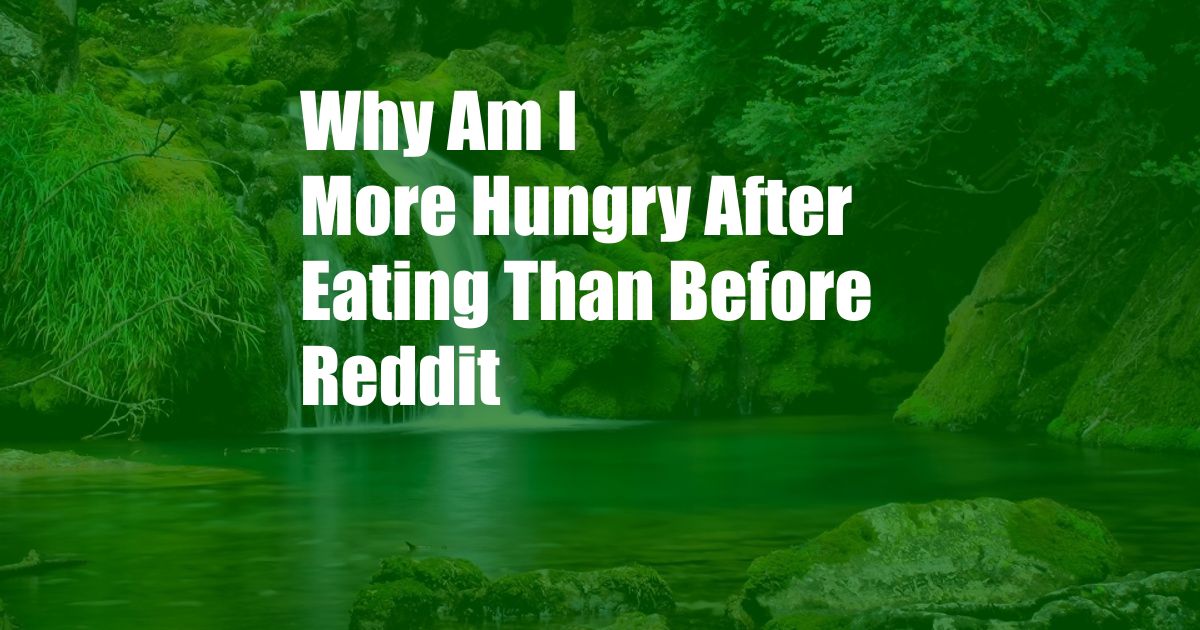 Why Am I More Hungry After Eating Than Before Reddit