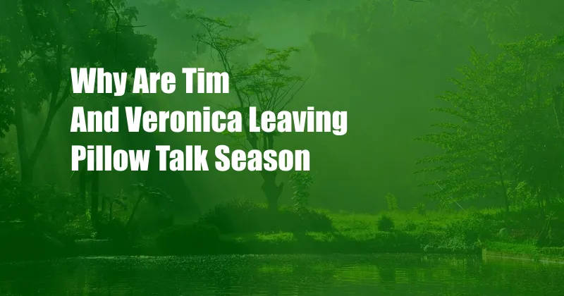 Why Are Tim And Veronica Leaving Pillow Talk Season