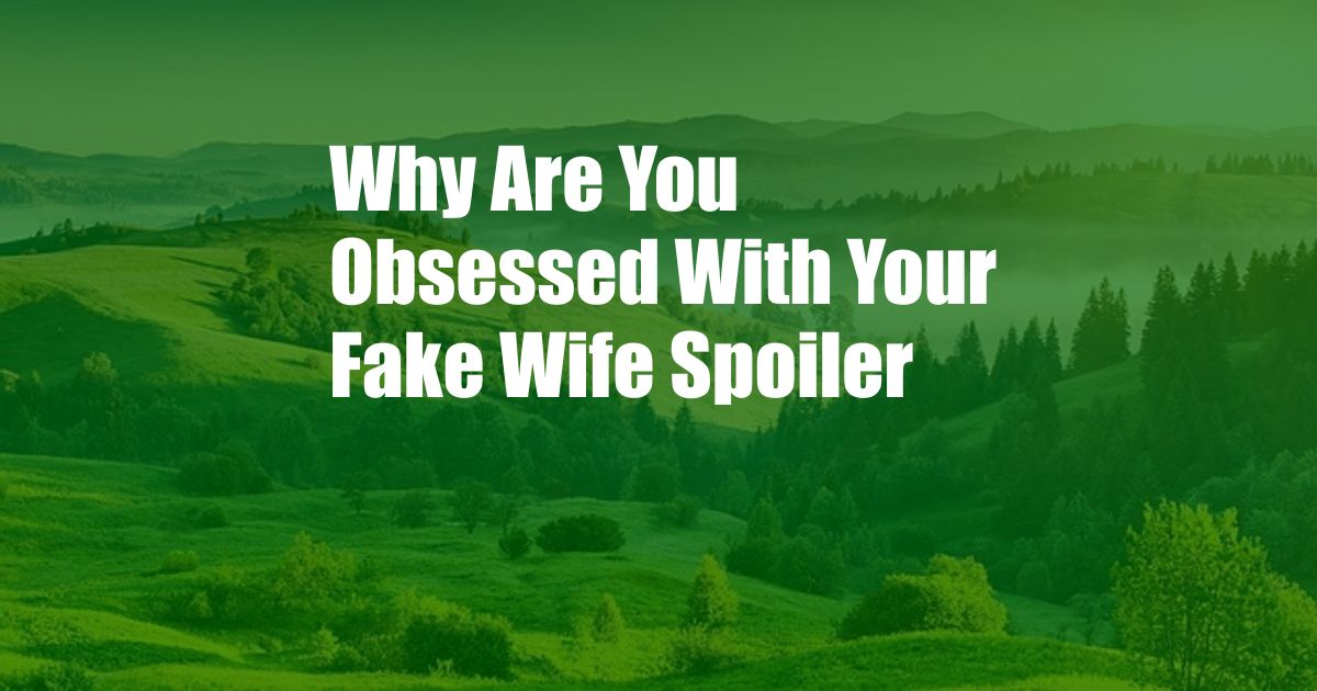 Why Are You Obsessed With Your Fake Wife Spoiler