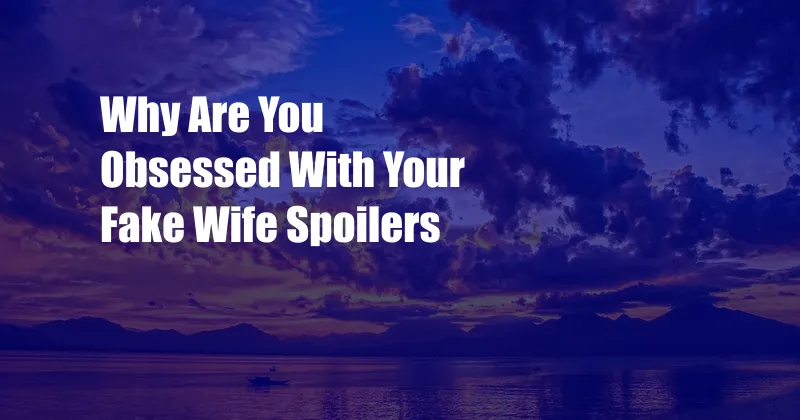 Why Are You Obsessed With Your Fake Wife Spoilers