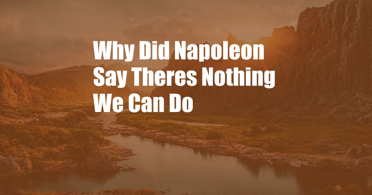 Why Did Napoleon Say Theres Nothing We Can Do