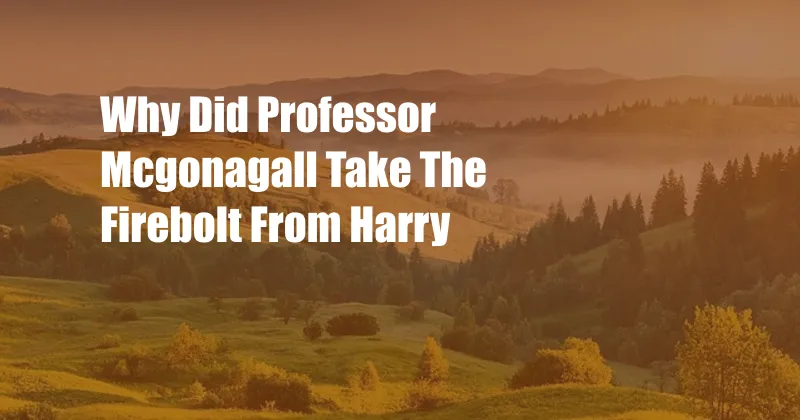 Why Did Professor Mcgonagall Take The Firebolt From Harry