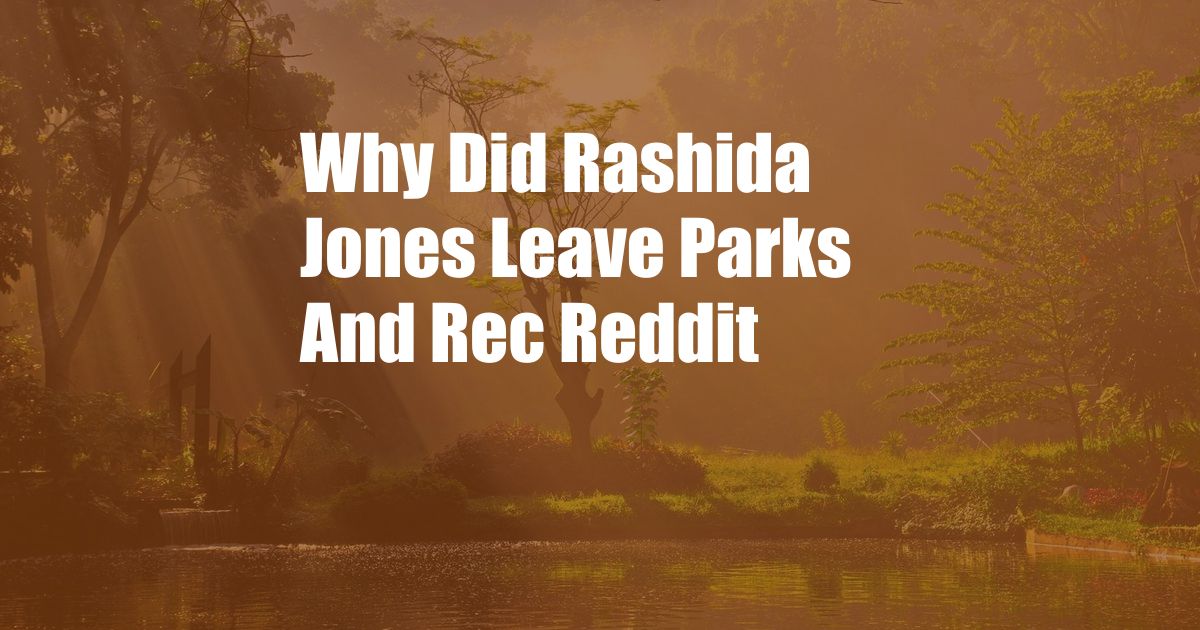 Why Did Rashida Jones Leave Parks And Rec Reddit