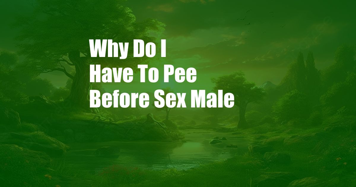 Why Do I Have To Pee Before Sex Male