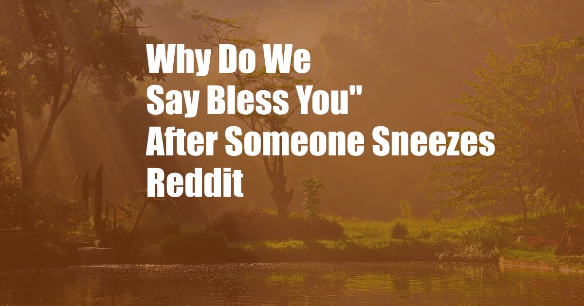 Why Do We Say Bless You'' After Someone Sneezes Reddit