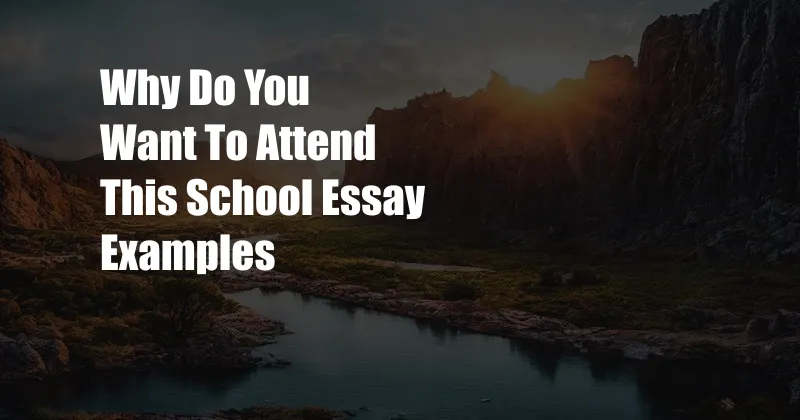 Why Do You Want To Attend This School Essay Examples