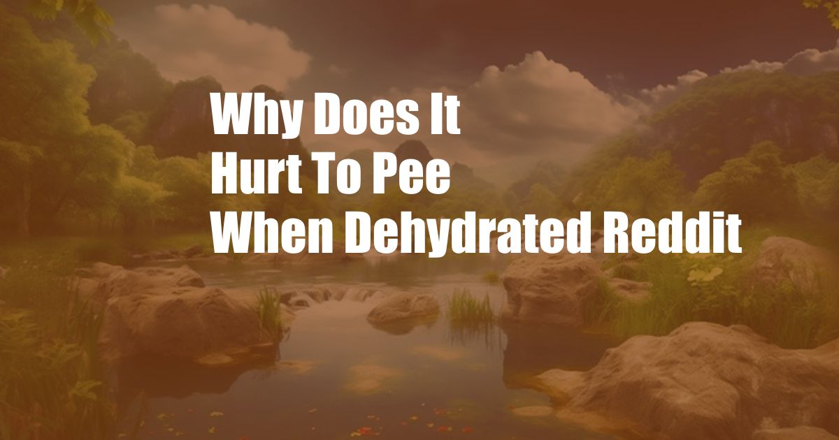 Why Does It Hurt To Pee When Dehydrated Reddit