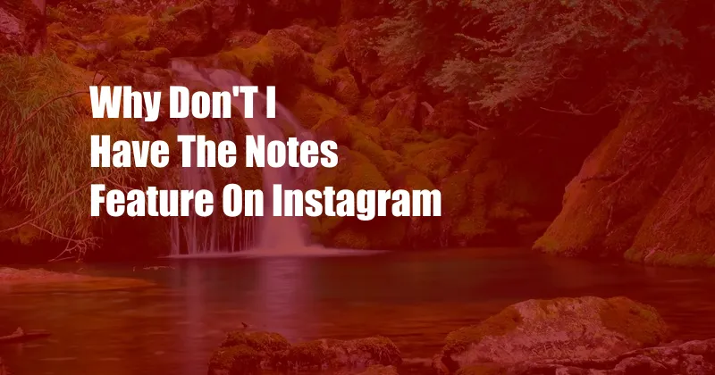 Why Don'T I Have The Notes Feature On Instagram