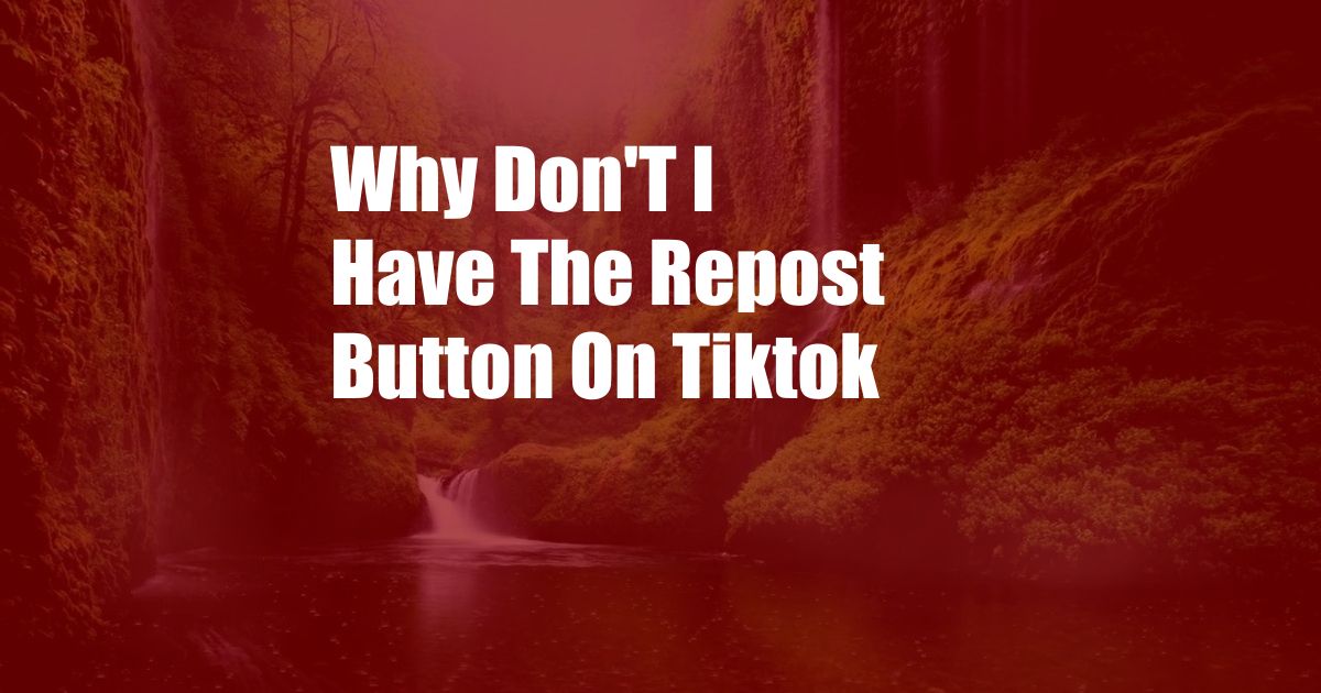 Why Don'T I Have The Repost Button On Tiktok