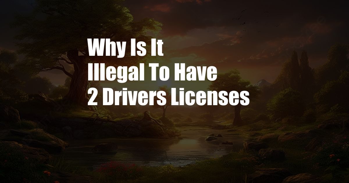 Why Is It Illegal To Have 2 Drivers Licenses