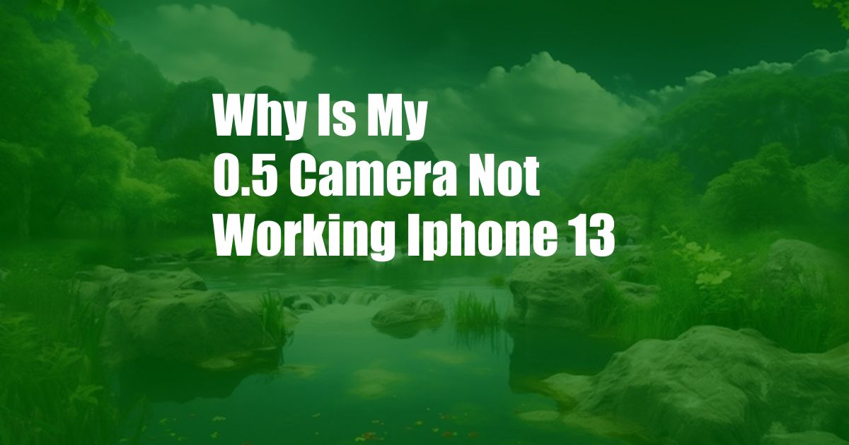 Why Is My 0.5 Camera Not Working Iphone 13