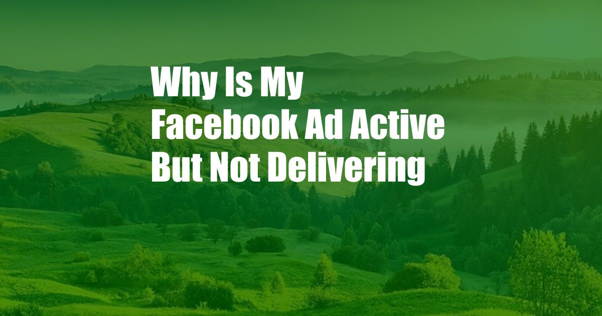 Why Is My Facebook Ad Active But Not Delivering