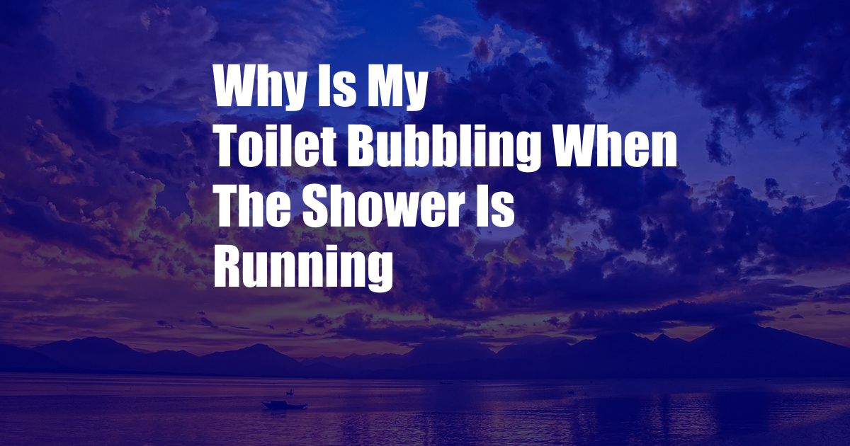 Why Is My Toilet Bubbling When The Shower Is Running