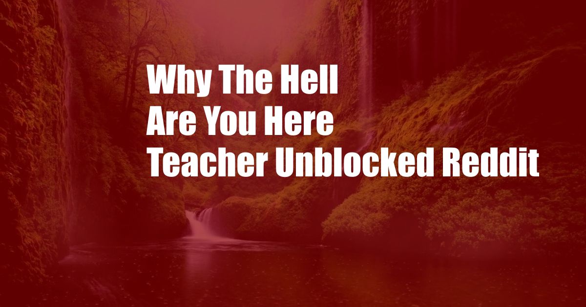 Why The Hell Are You Here Teacher Unblocked Reddit