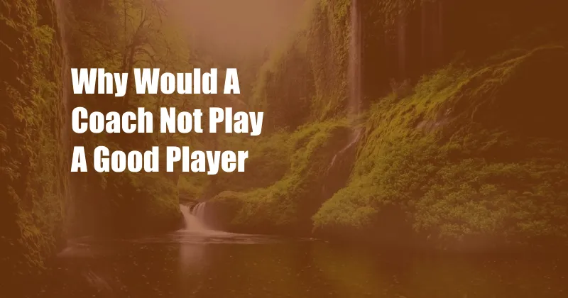 Why Would A Coach Not Play A Good Player