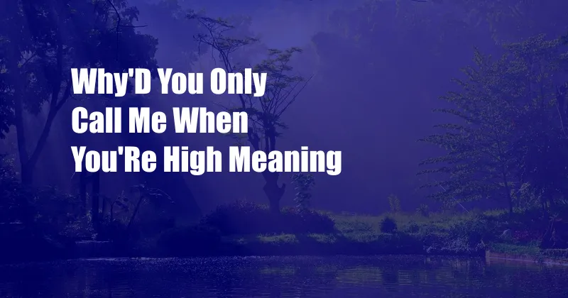 Why'D You Only Call Me When You'Re High Meaning