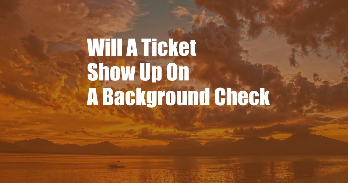 Will A Ticket Show Up On A Background Check