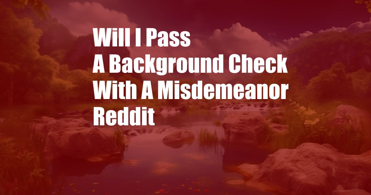 Will I Pass A Background Check With A Misdemeanor Reddit