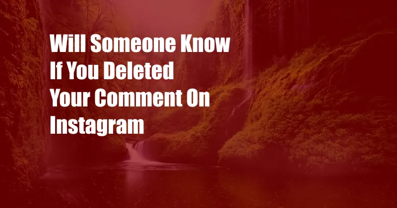 Will Someone Know If You Deleted Your Comment On Instagram