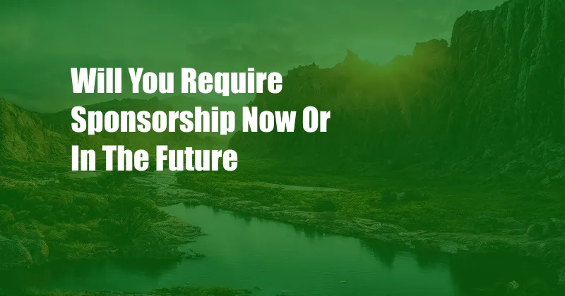 Will You Require Sponsorship Now Or In The Future