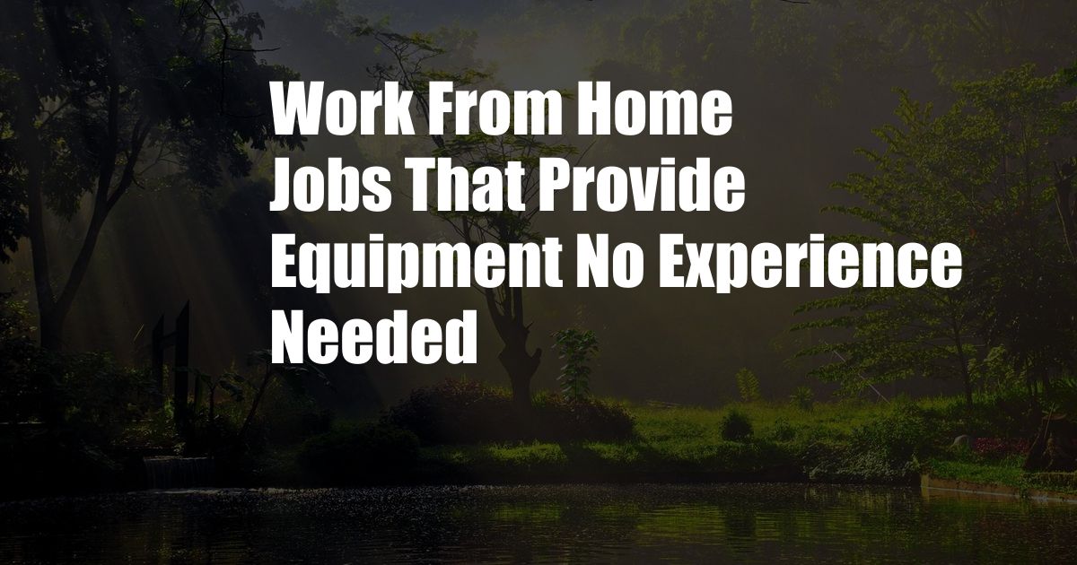 Work From Home Jobs That Provide Equipment No Experience Needed