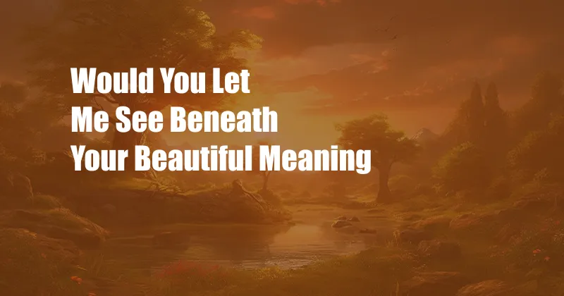 Would You Let Me See Beneath Your Beautiful Meaning