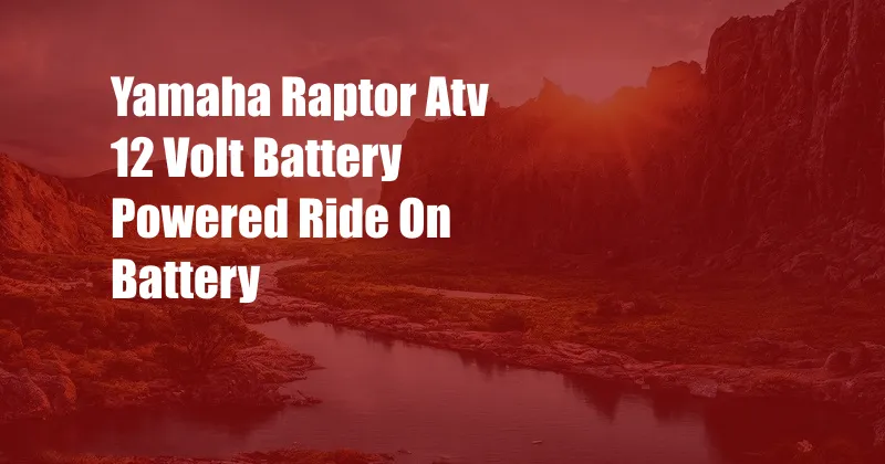 Yamaha Raptor Atv 12 Volt Battery Powered Ride On Battery