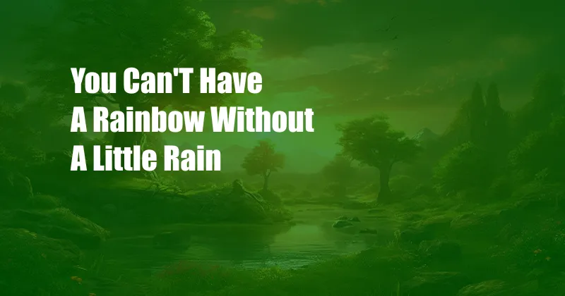 You Can'T Have A Rainbow Without A Little Rain