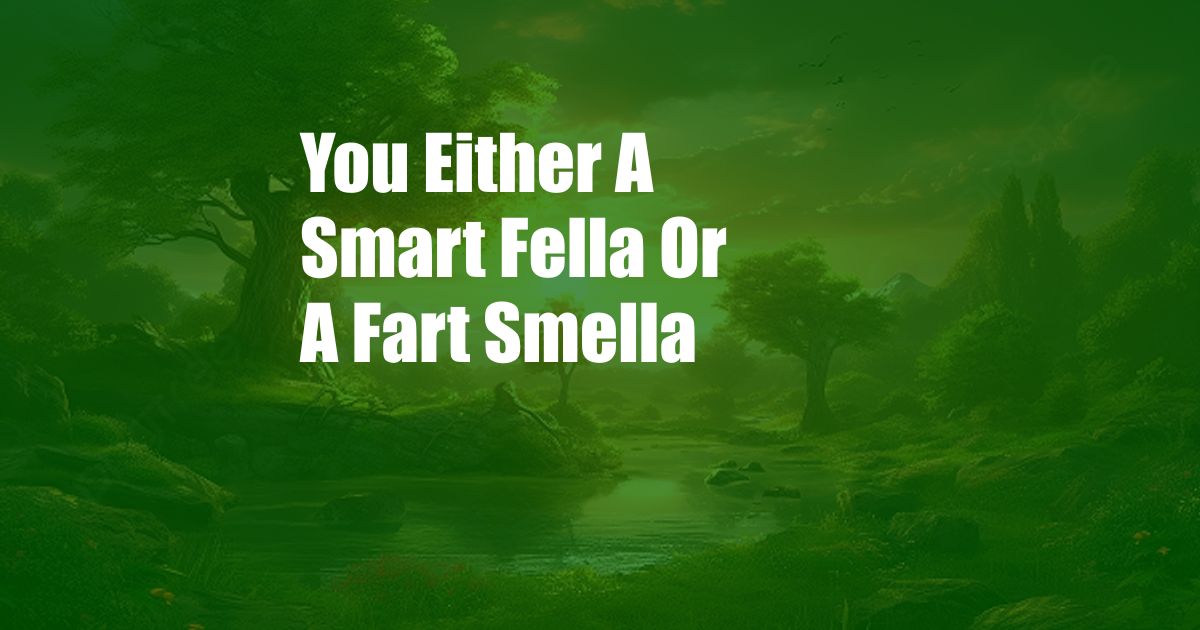 You Either A Smart Fella Or A Fart Smella