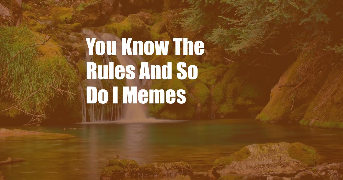 You Know The Rules And So Do I Memes